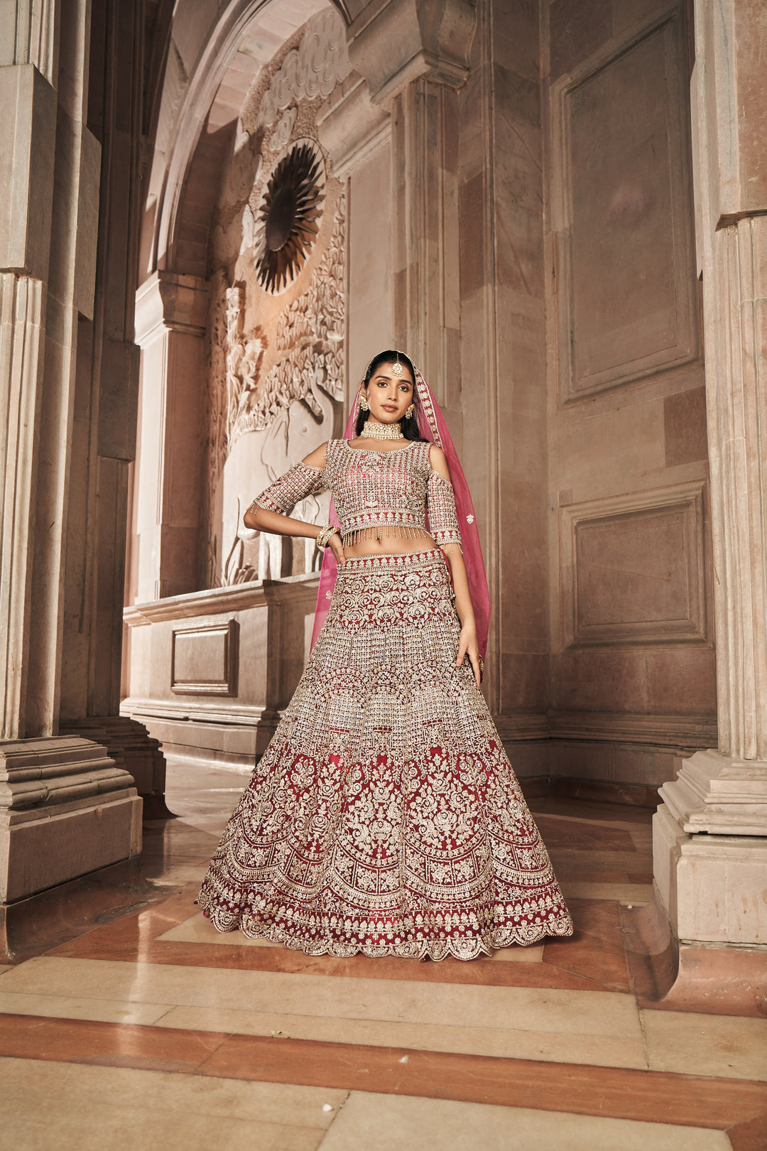 Shahana Shehnai: Royal Maroon Wedding Lehenga
