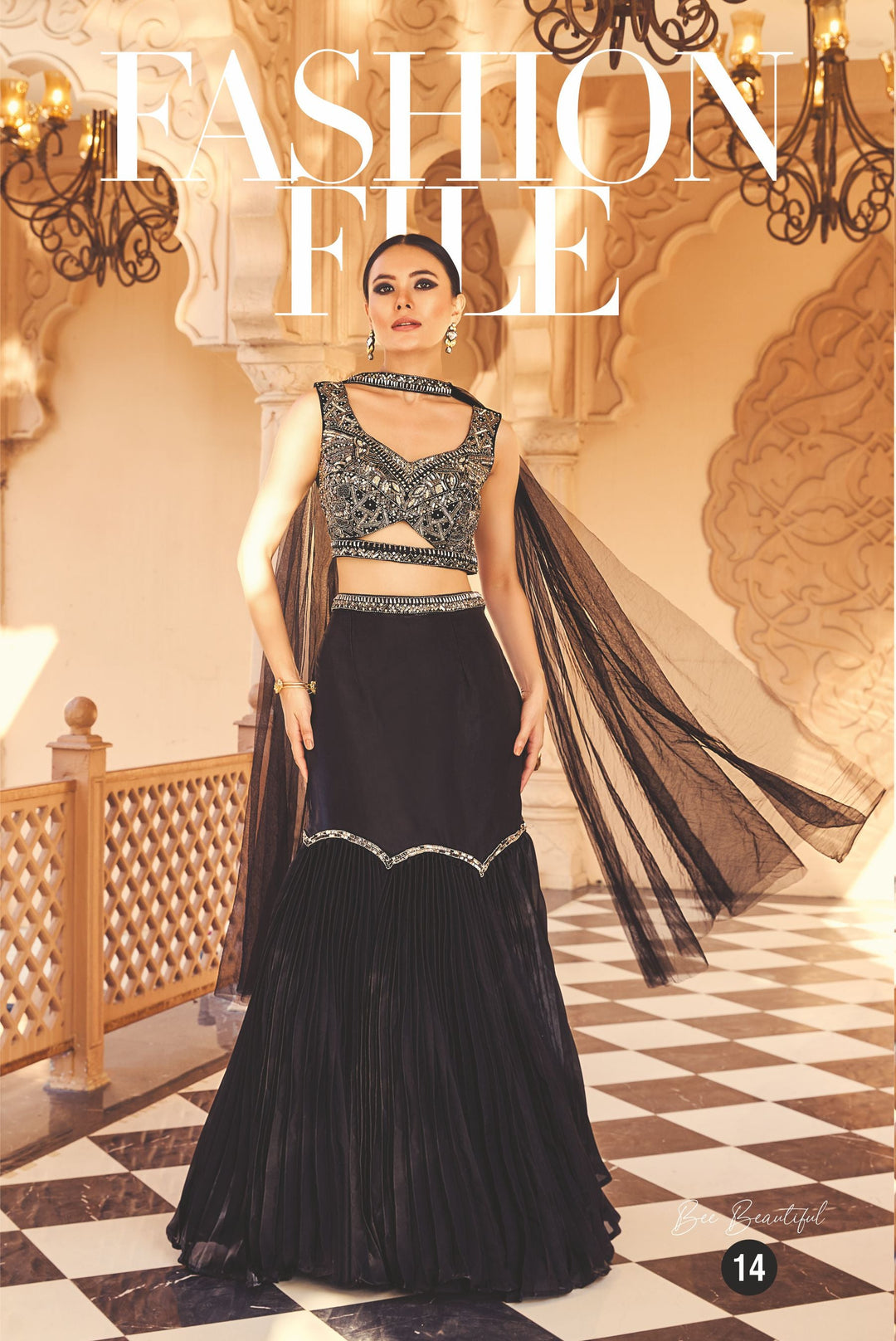 Black Fish Cut Lehenga Set