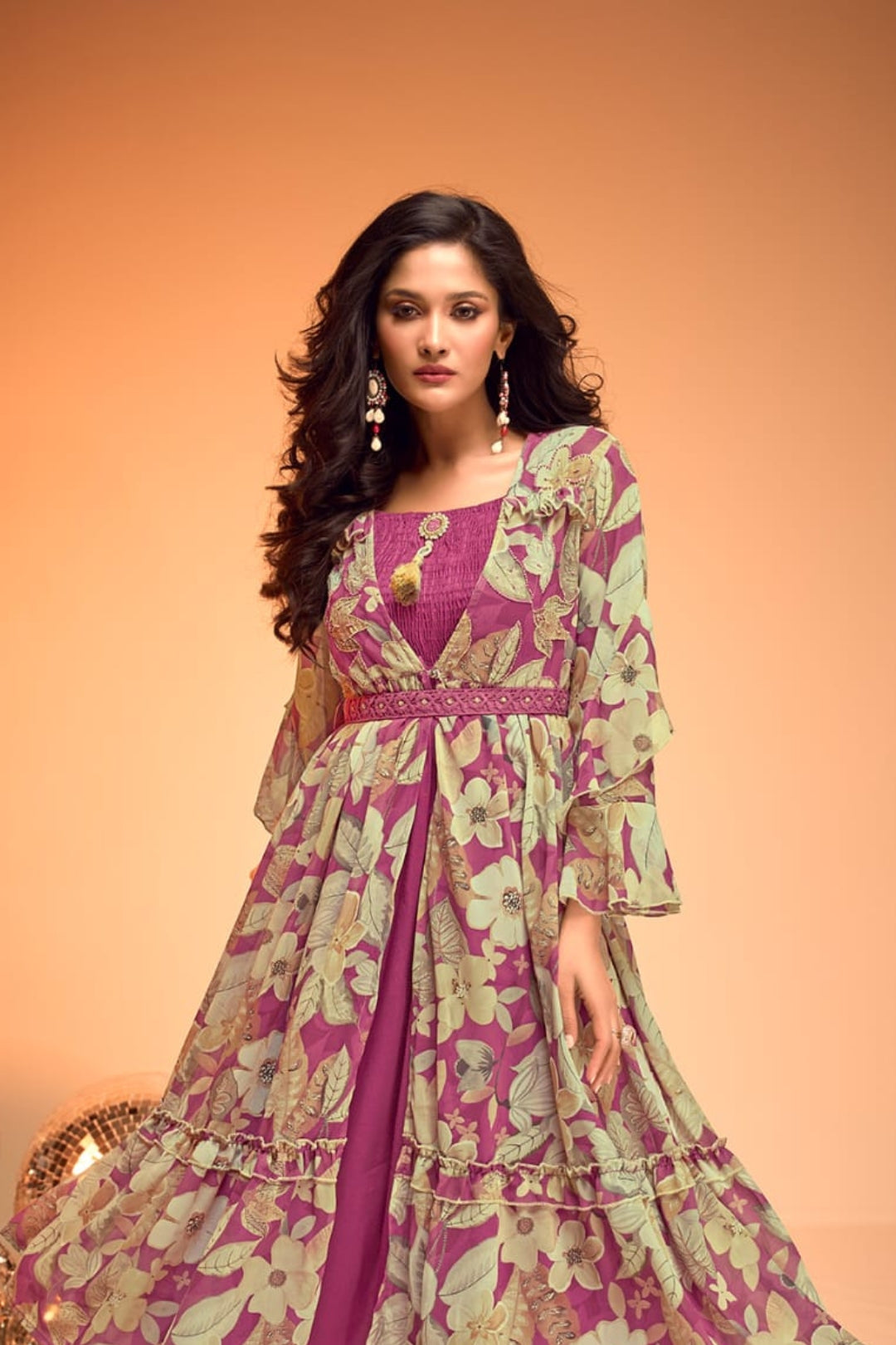 Blooming Violet Floral Gown by B Girl