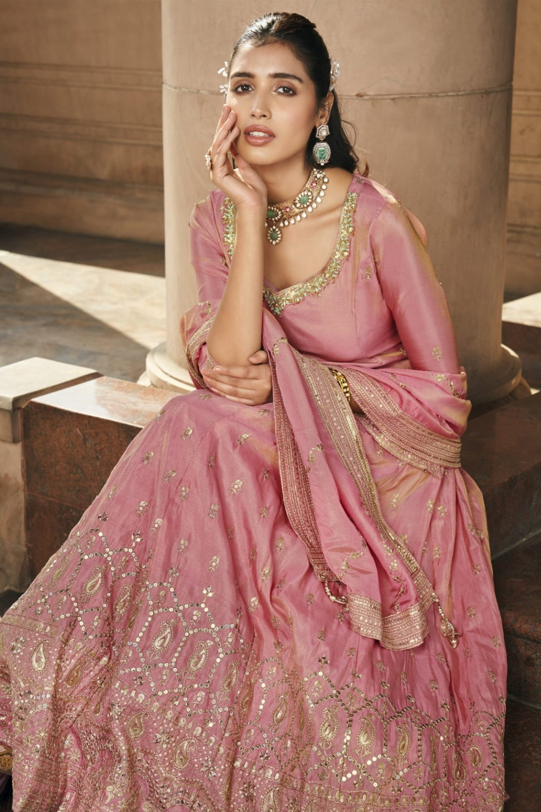 Timeless Grace in Straight Top with Lehenga