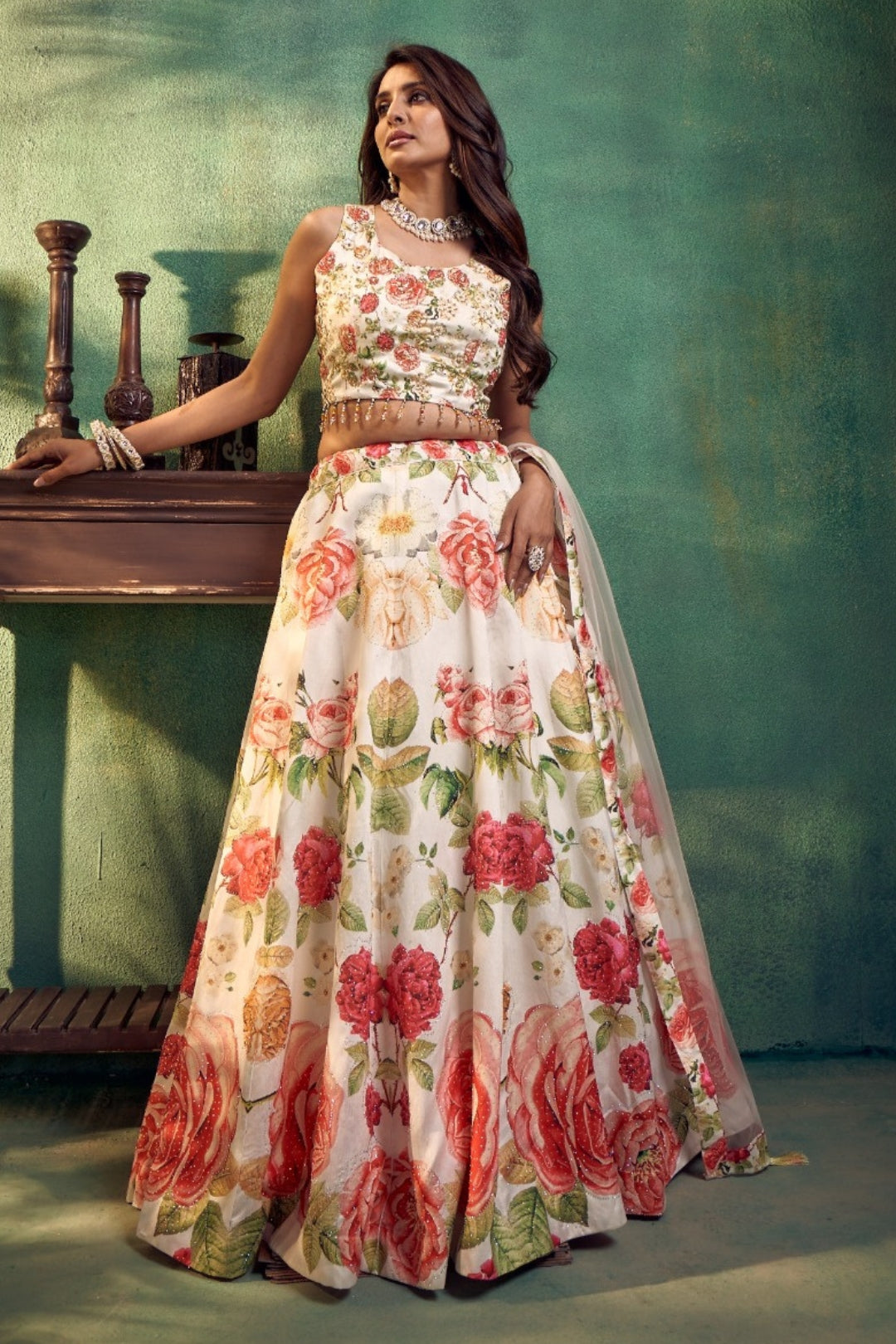 Graceful Floral Lehenga with Embroidered Choli