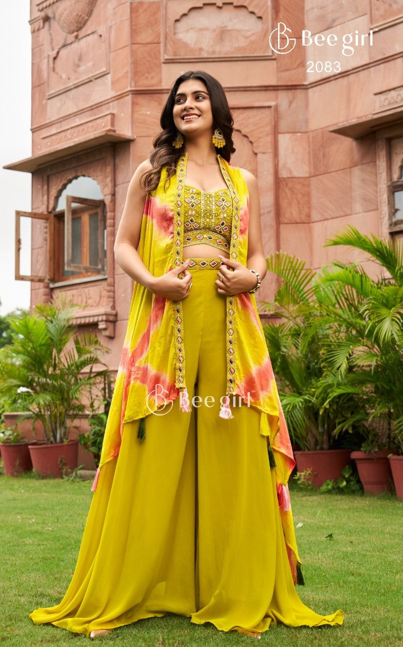 Mustard Choli with Elegant Jacket by B Girl