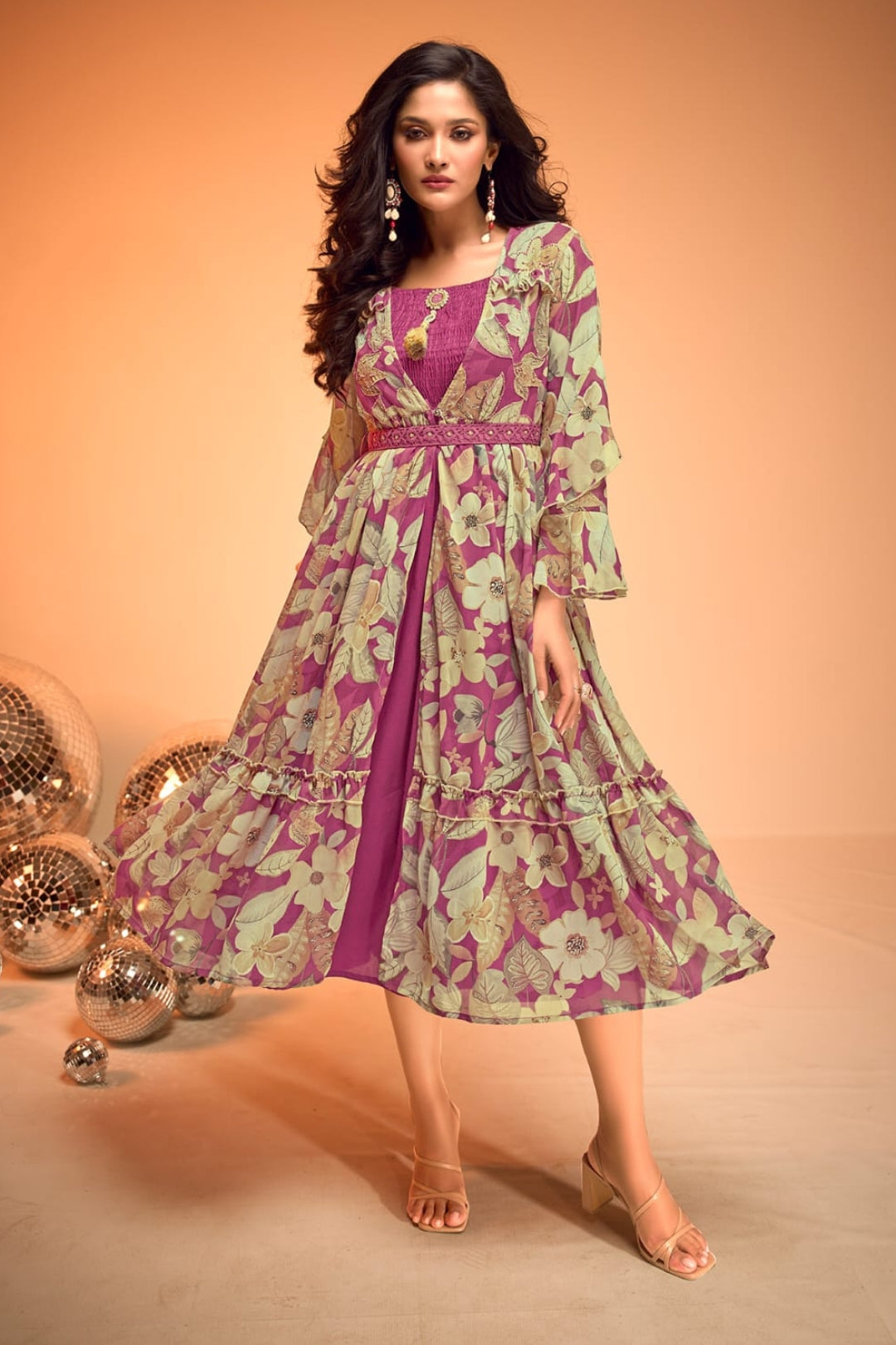 Blooming Violet Floral Gown by B Girl