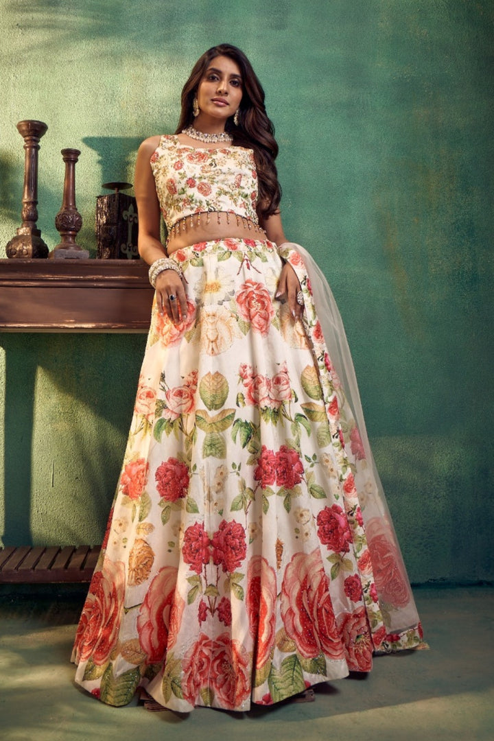 Graceful Floral Lehenga with Embroidered Choli