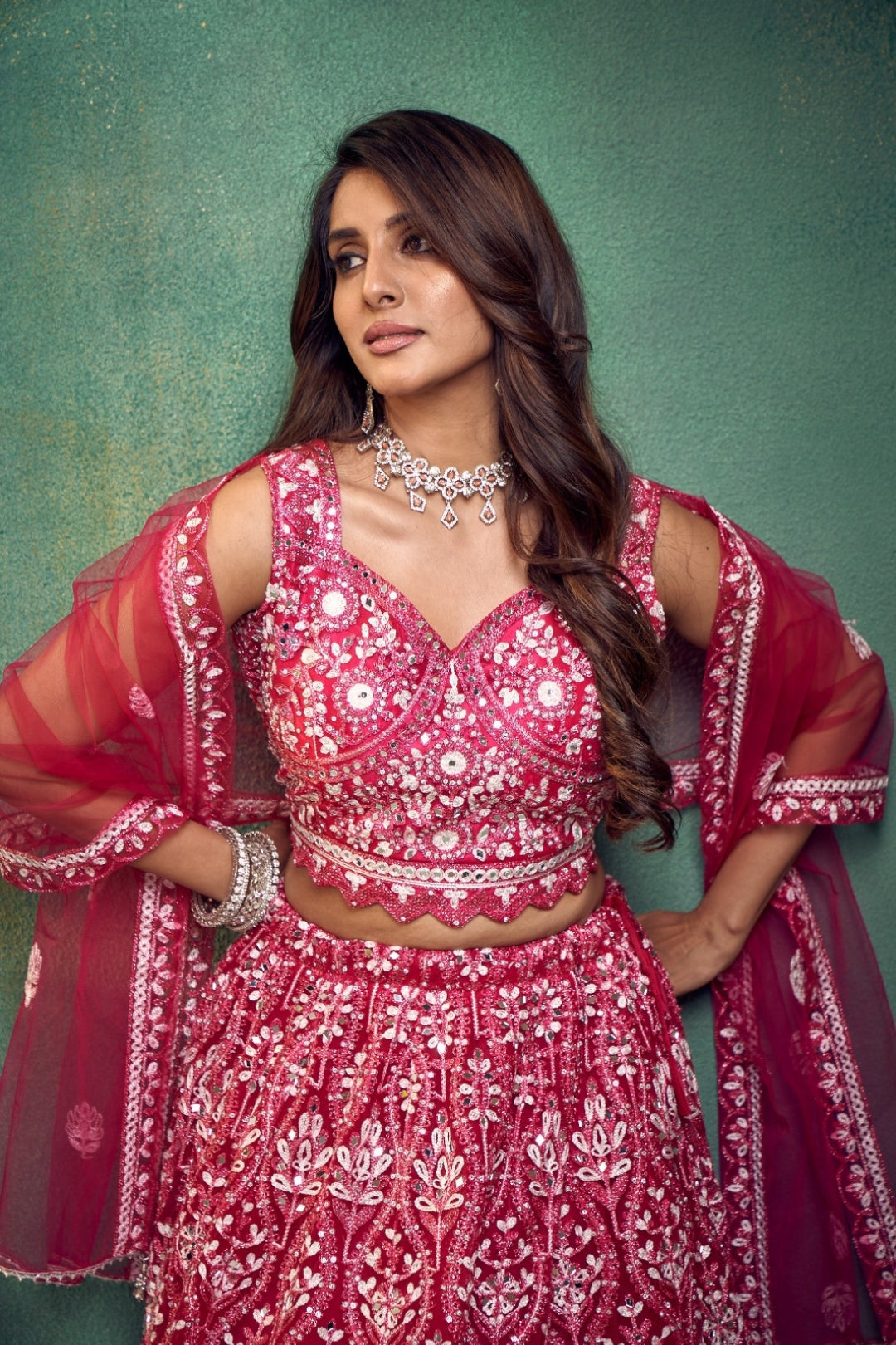 Wine Embroidered Lehenga Choli