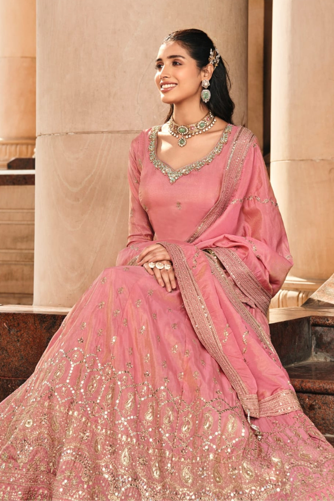 Timeless Grace in Straight Top with Lehenga