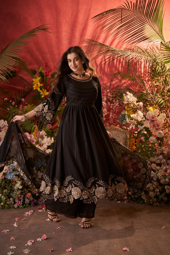 Midnight Rose Anarkali Set