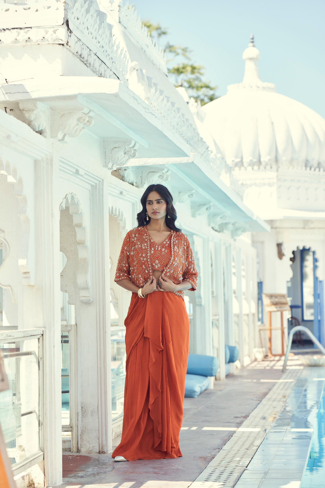 Rust Orange Embellished Jacket