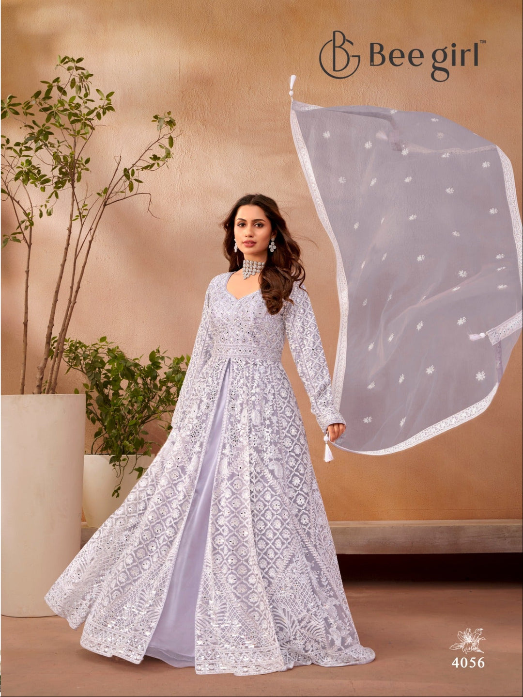 Lavender Chic Embroidered Anarkali Suit