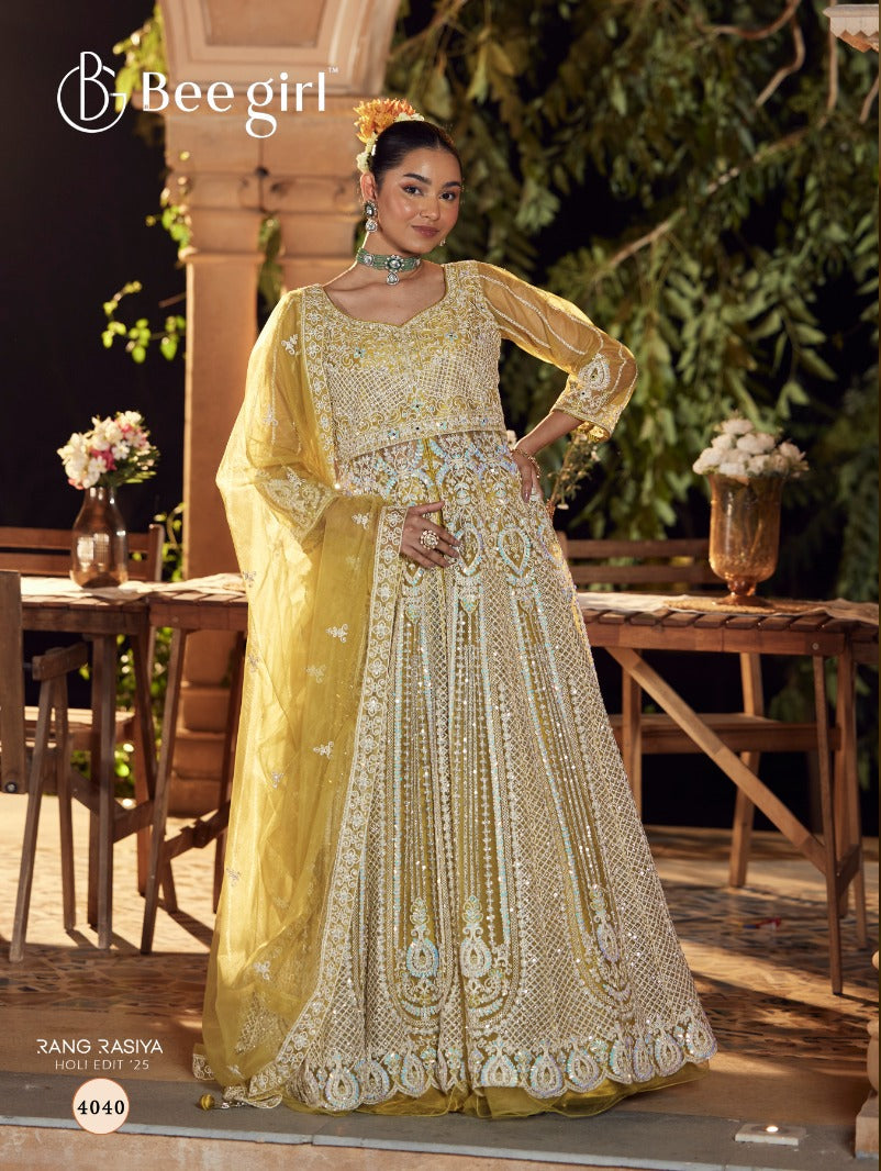 Yellow Indo-Western Lehenga Set