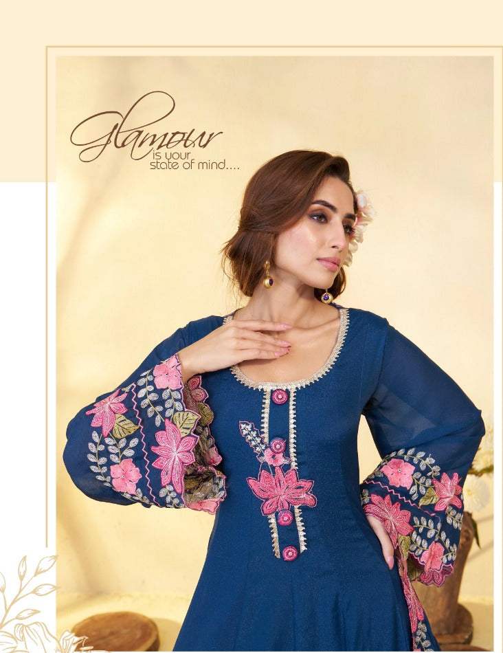 Vibrantly Embellished Three-Piece Ensemble
