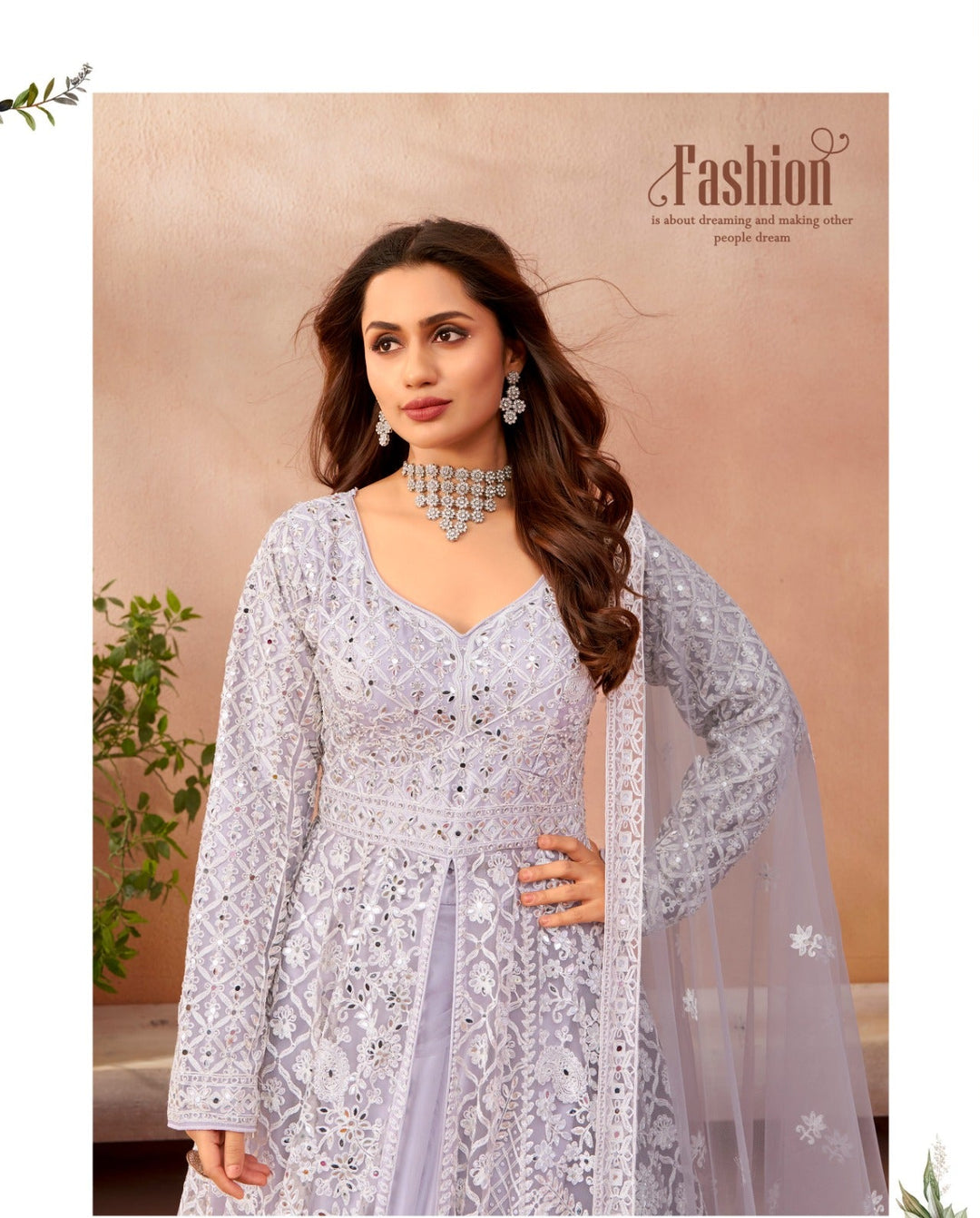 Lavender Chic Embroidered Anarkali Suit
