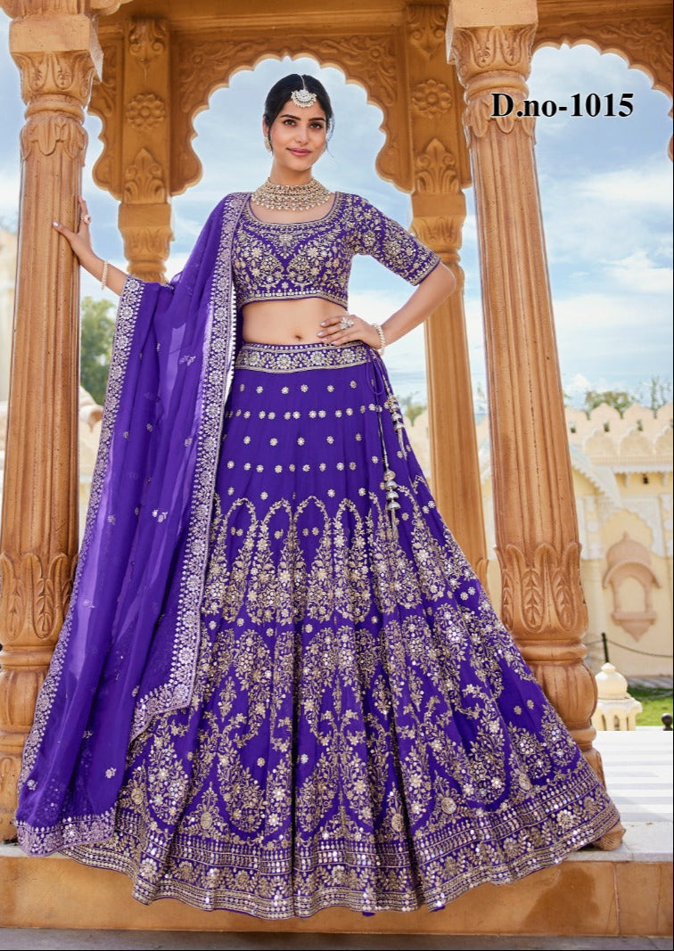 The Royal Affair – Golden Embroidered Purple Lehenga
