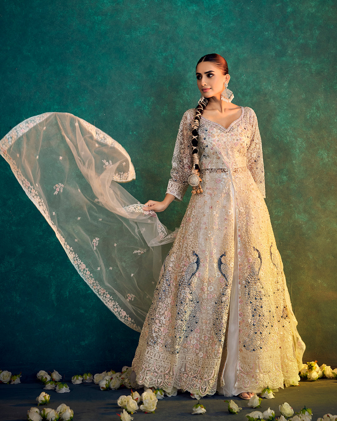 Ivory Elegance Embroidered Indowestern