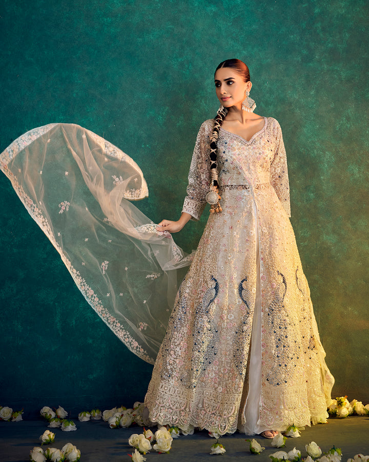 Ivory Elegance Embroidered Indowestern