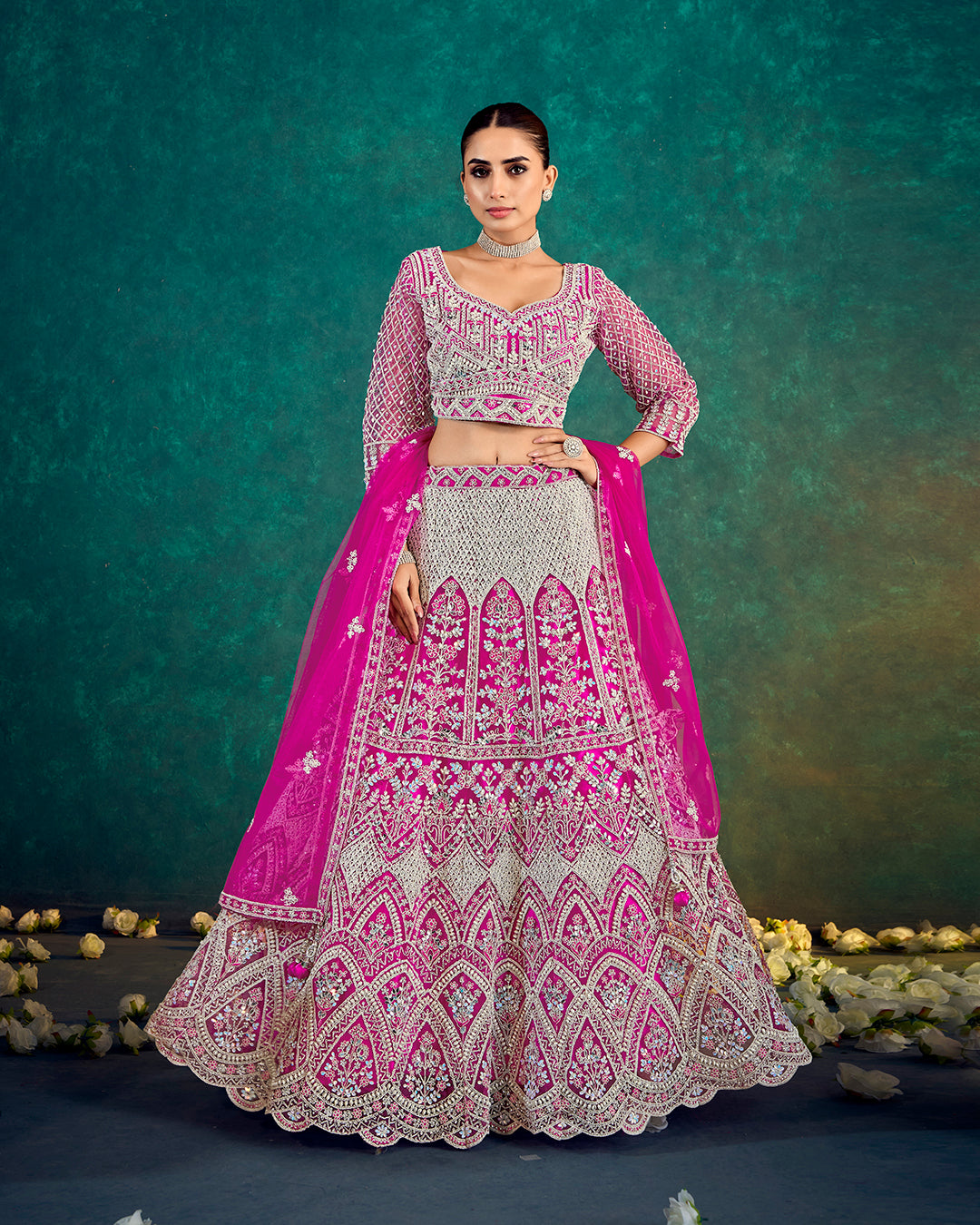 Vibrant Floral Fusion Lehenga Set