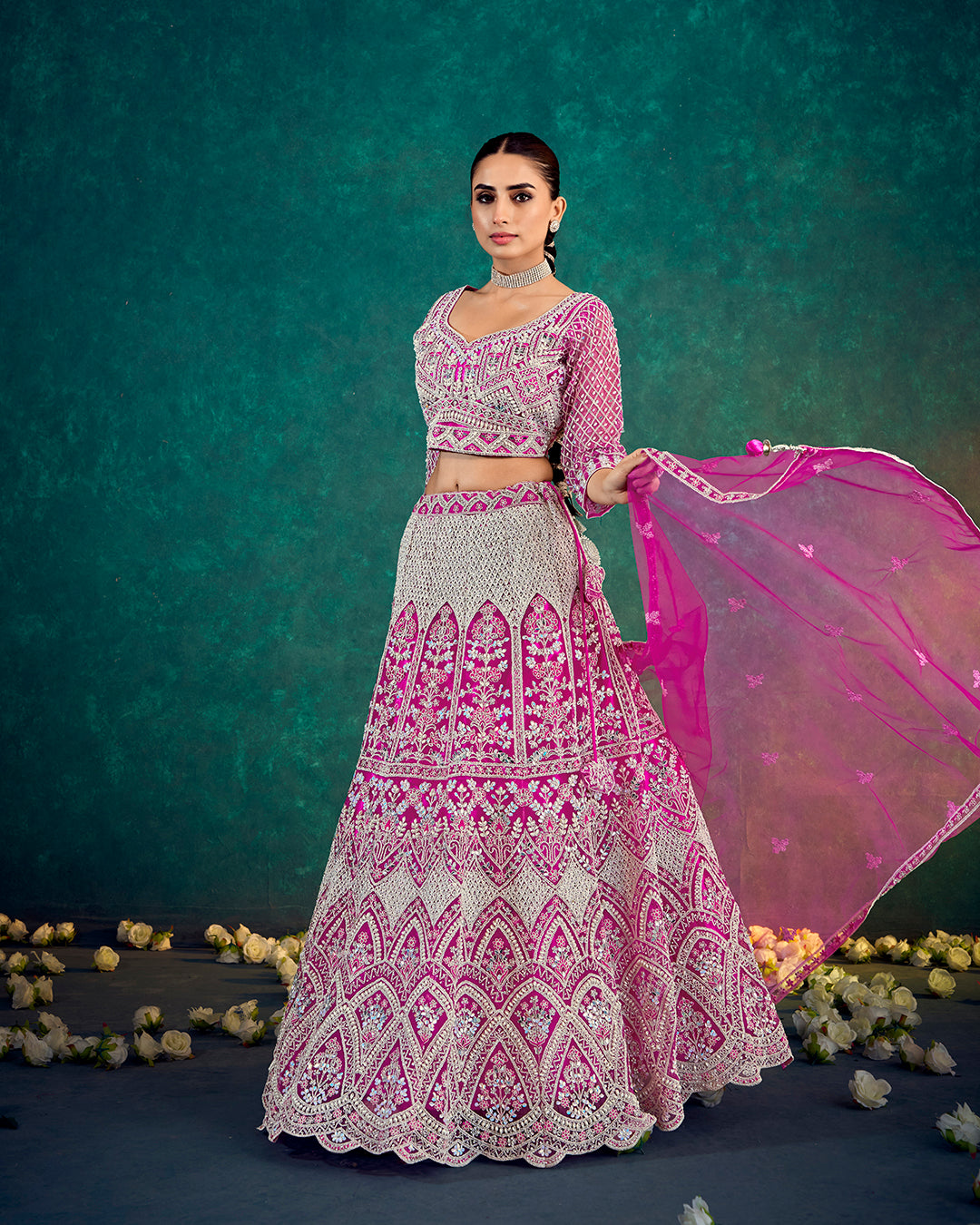 Vibrant Floral Fusion Lehenga Set