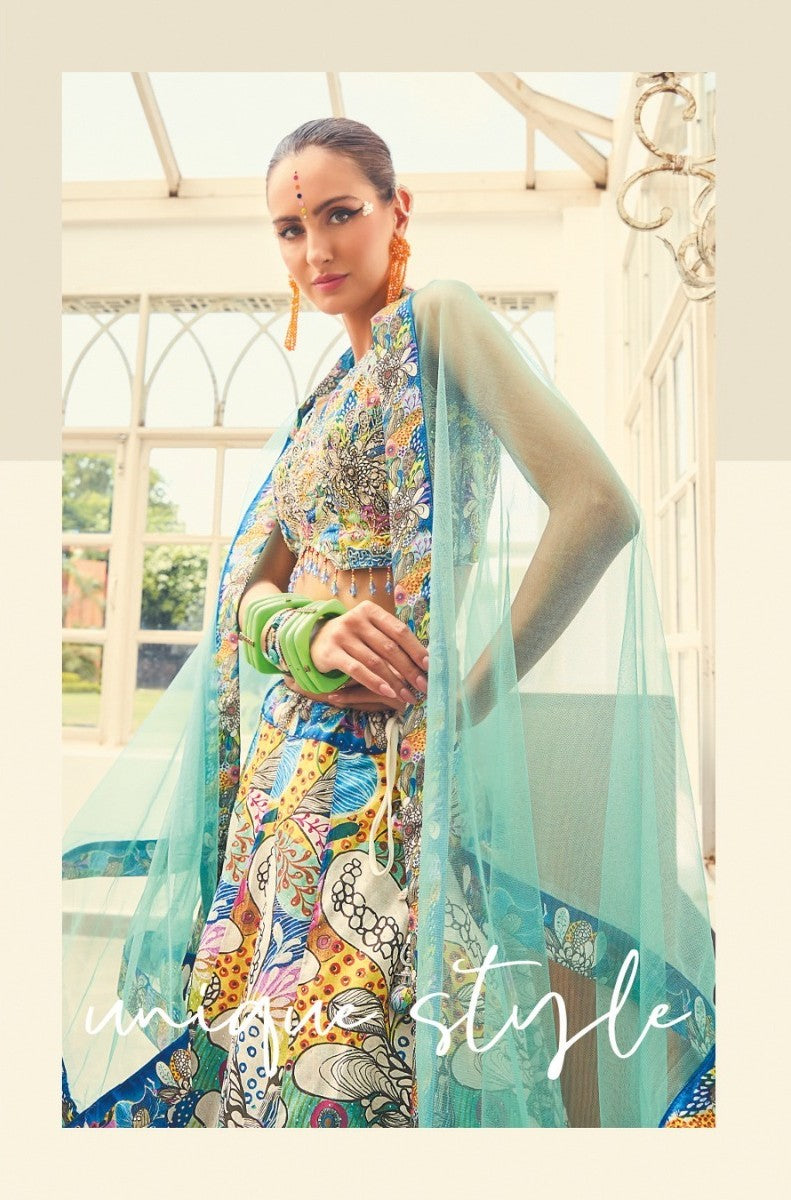 Enchanting Sea Green Choli with Lehenga Set by B Girl