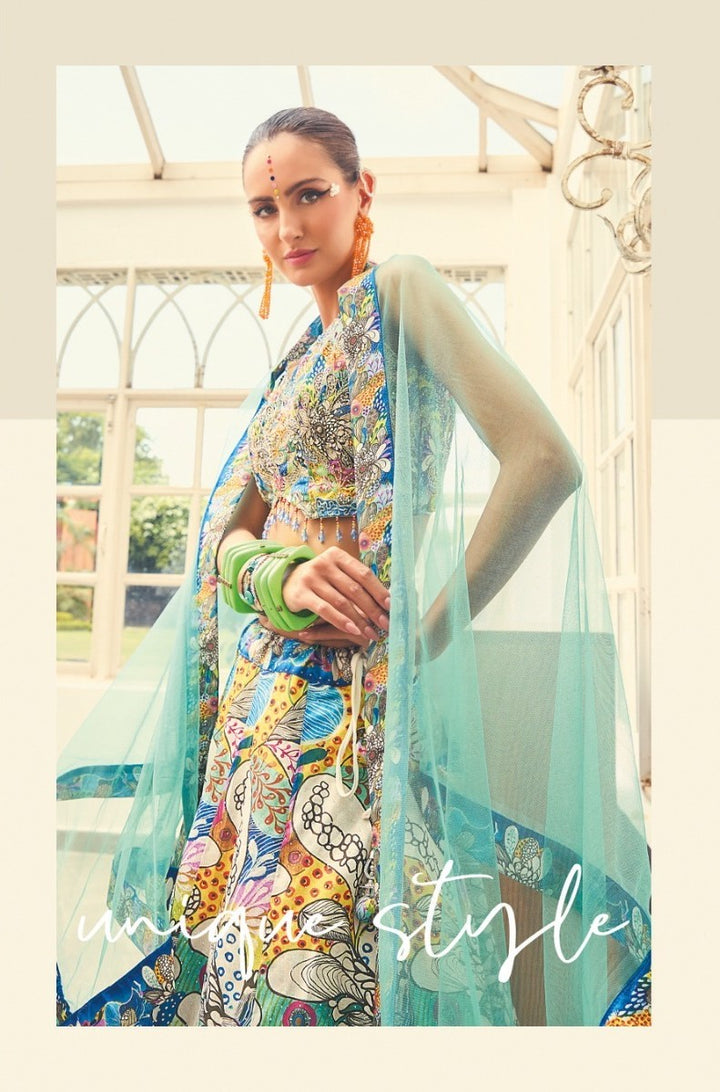Enchanting Sea Green Choli with Lehenga Set by B Girl