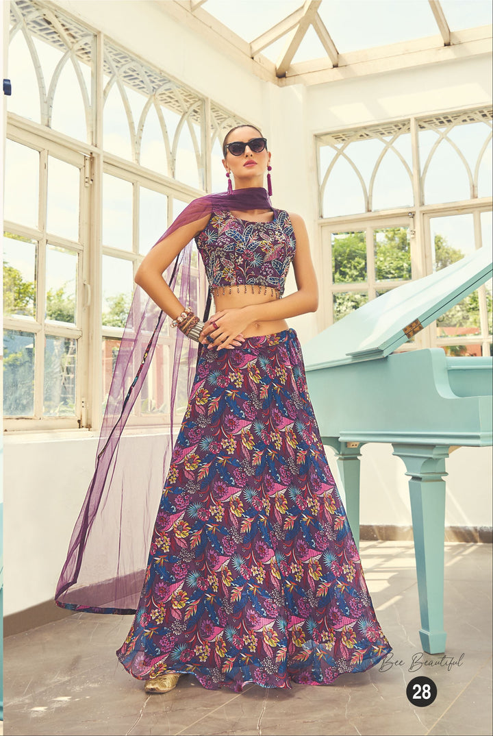 Royal Plum Embroidered Lehenga Set