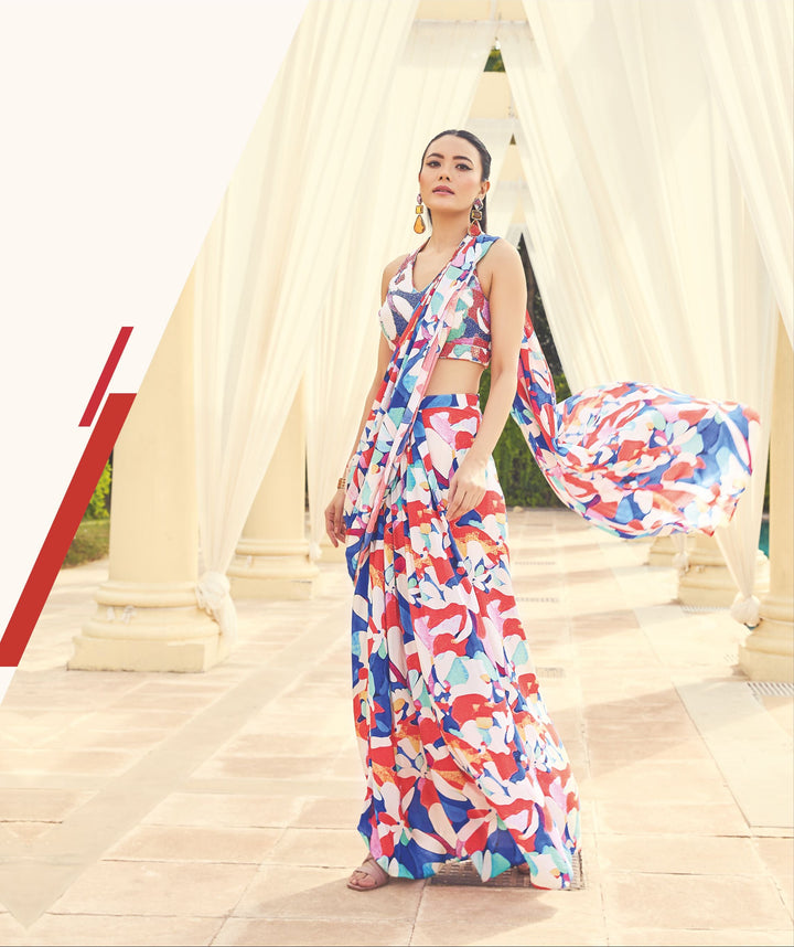 Vibrant Printed Georgette Saree