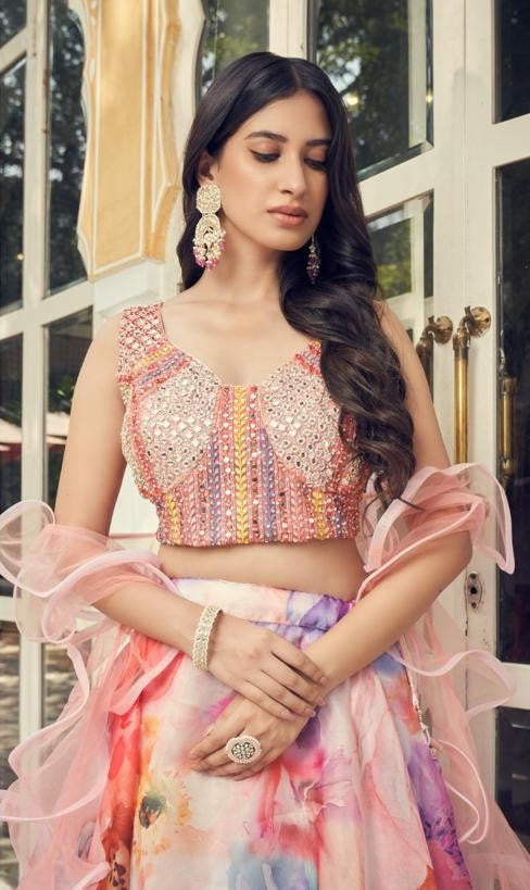 Graceful Pink Lehenga with Choli by B Girl