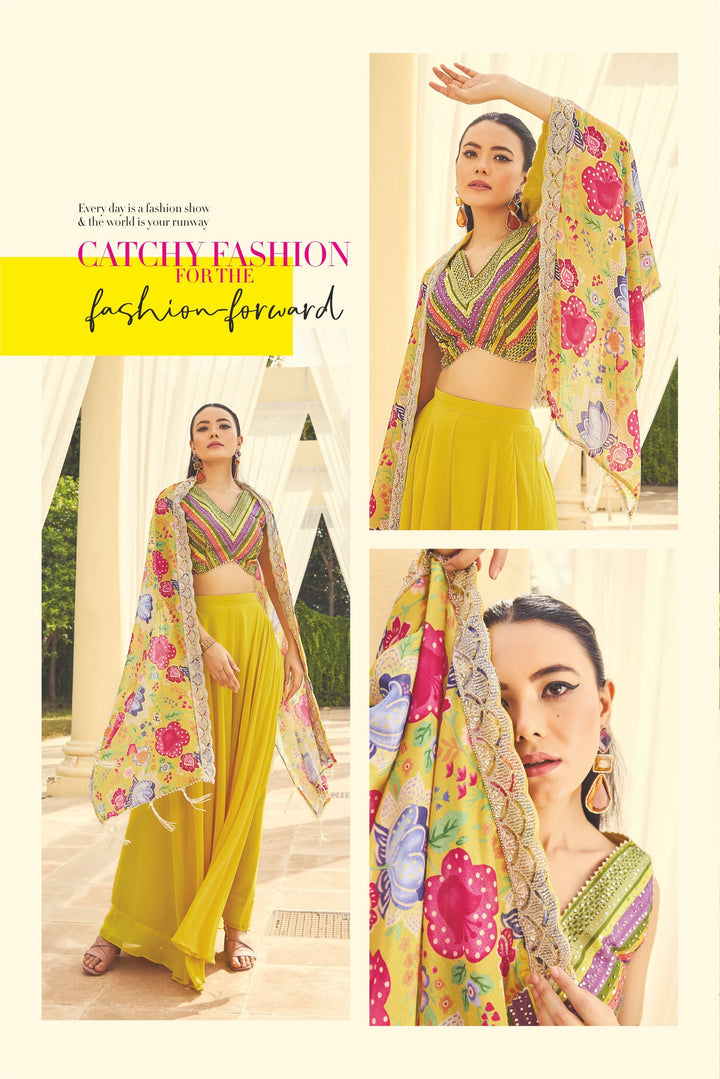 Lime Luxe Cape Plazo Set