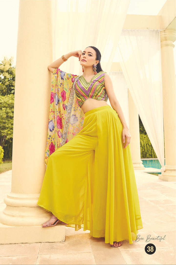 Lime Luxe Cape Plazo Set