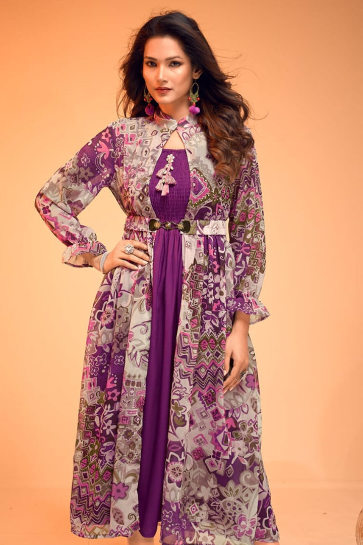 Regal Violet Mosaic Print Gown