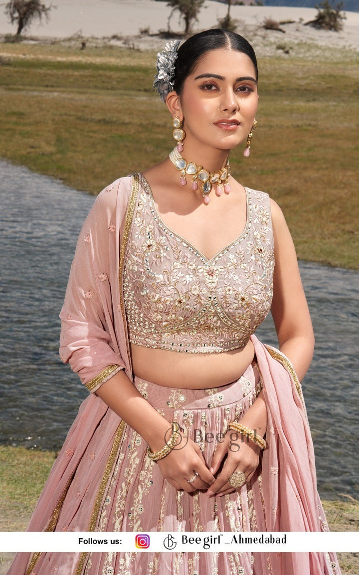 Graceful Baby Pink Lehenga with Choli by B Girl