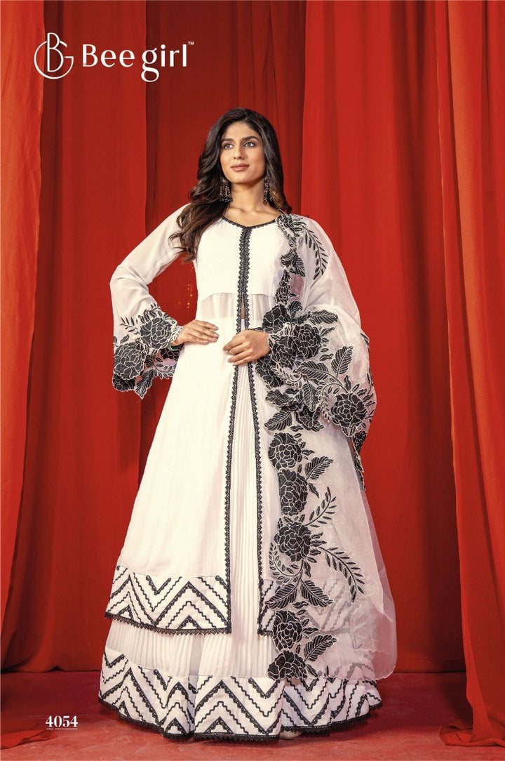 Elegant White Indo-Western Ensemble by B Girl