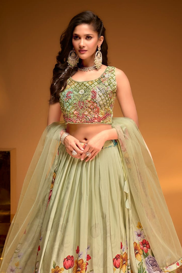 Pastel Elegance Floral Lehenga Set by B Girl