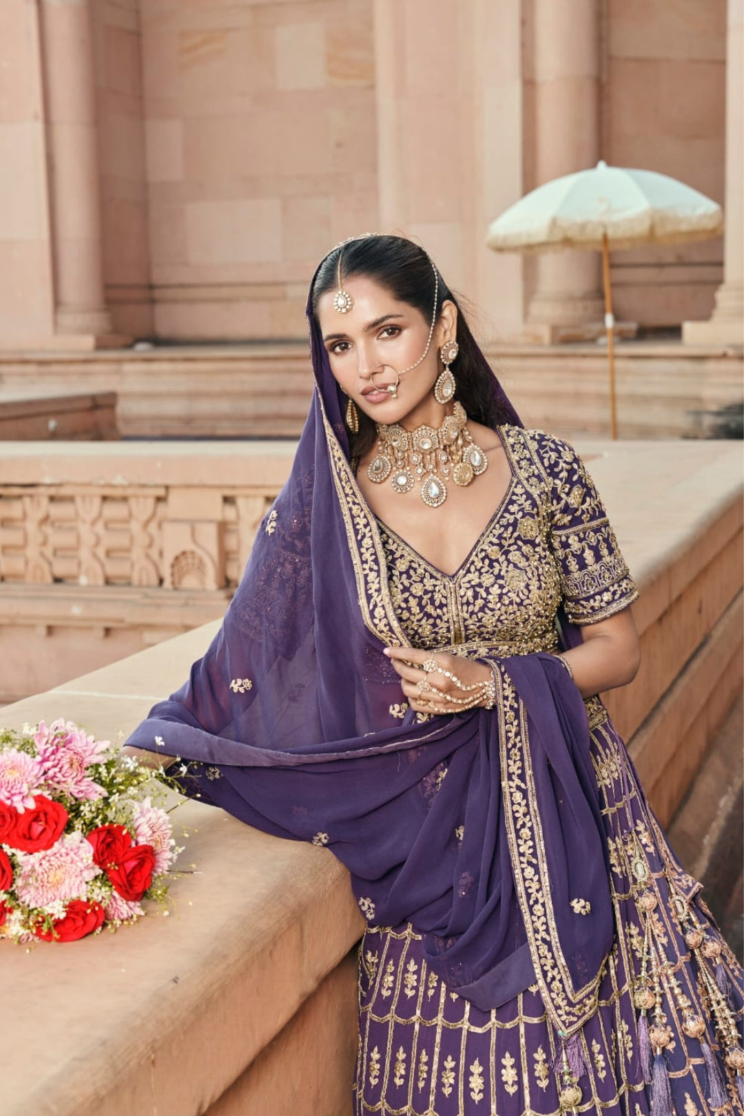 Regal Elegance in Purple Lehenga with Choli