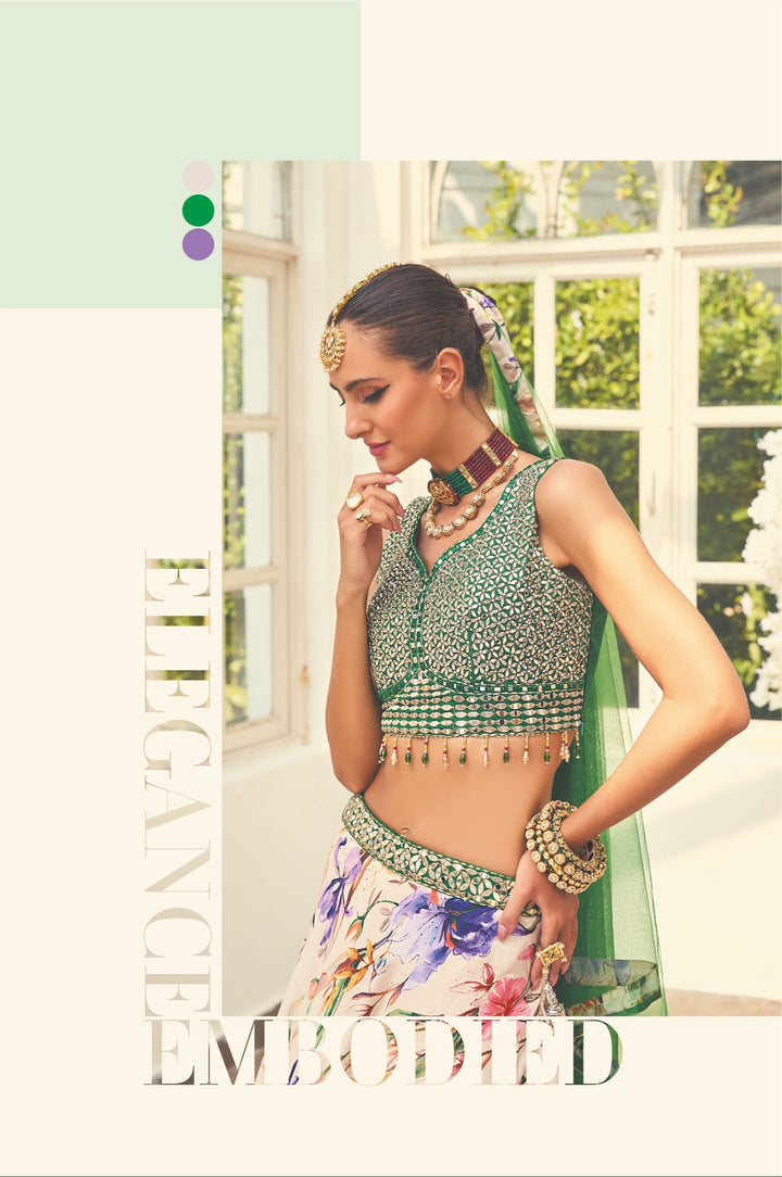 Emerald Bloom" – Fresh Floral Lehenga Set