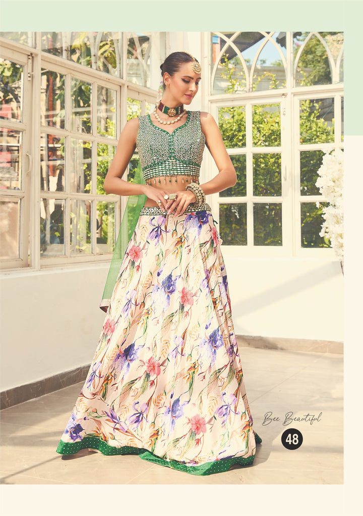 Emerald Bloom" – Fresh Floral Lehenga Set