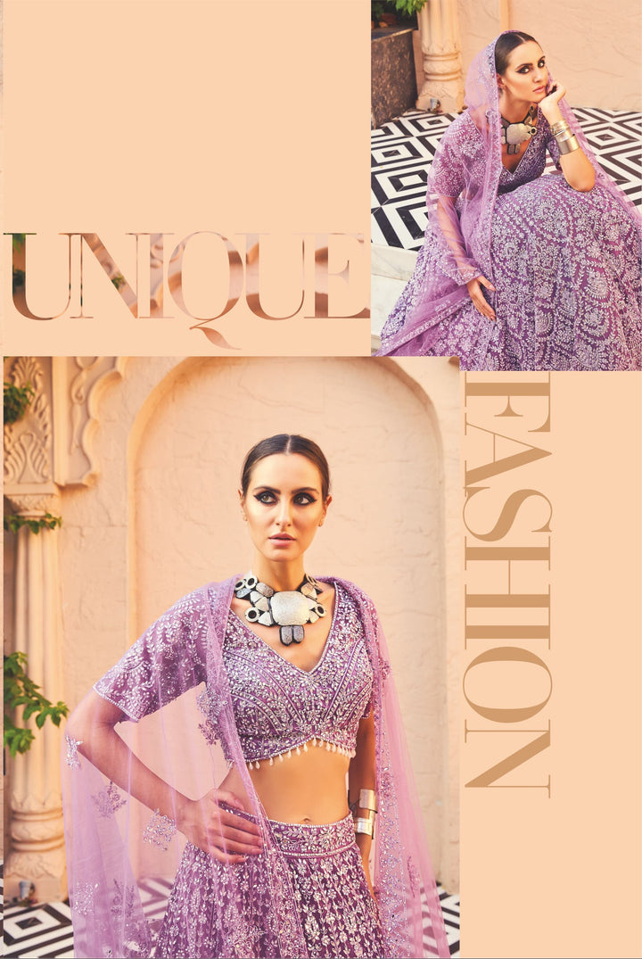 Lavender Sequin Embroidered Lehenga