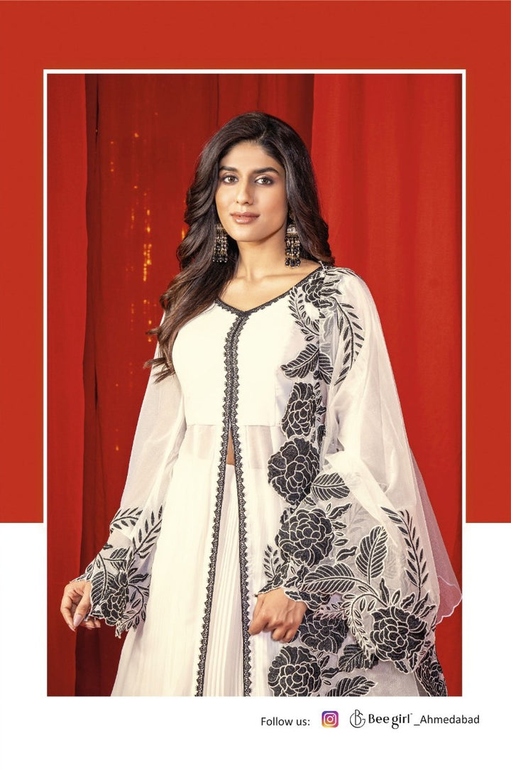 Elegant White Indo-Western Ensemble by B Girl