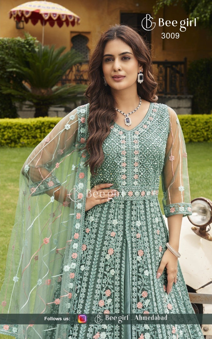 Graceful Green Indo-Western Ensemble by B Girl
