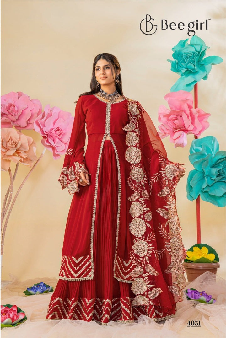 Regal Red Indo-Western Ensemble by B Girl