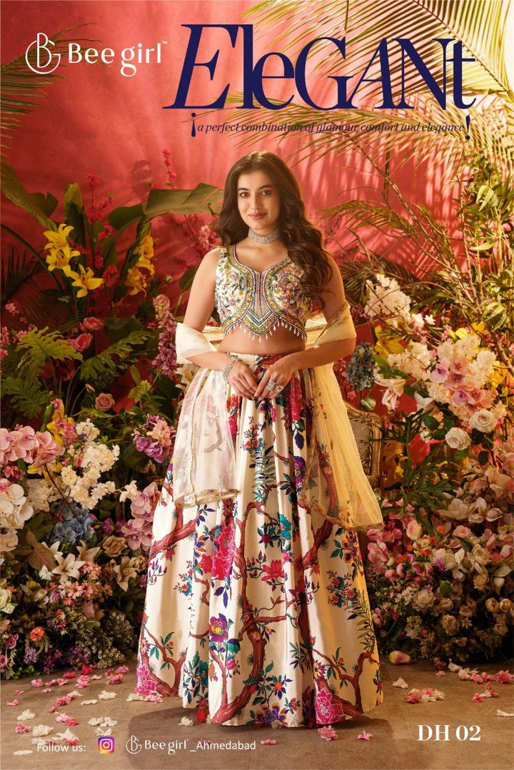 Elegant White Lehenga Choli by B Girl