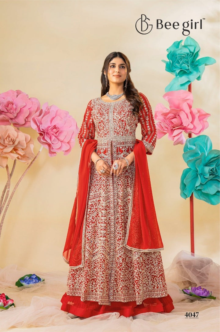 Radiant Red Indo-Western Ensemble by B Girl