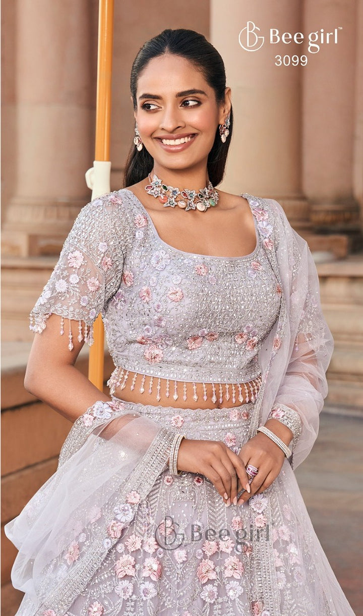 Enchanting  Grey Choli with Lehenga by B Girl