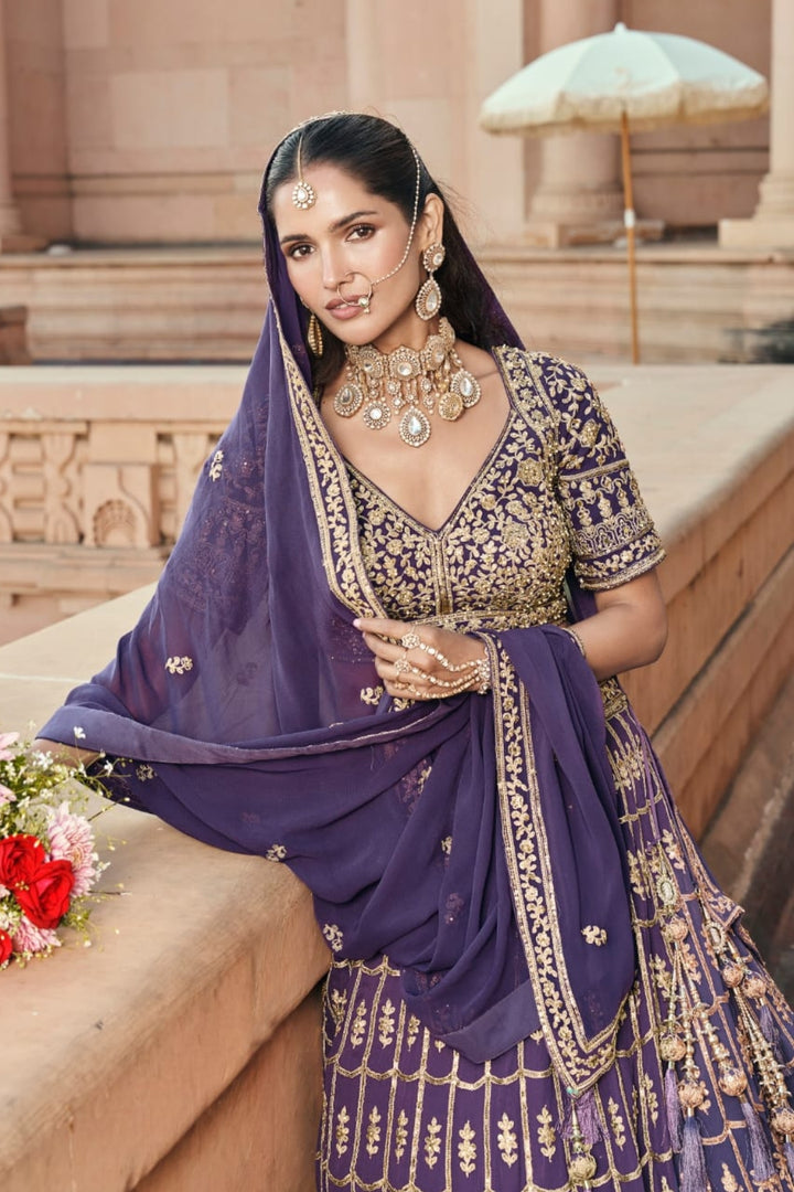 Regal Elegance in Purple Lehenga with Choli