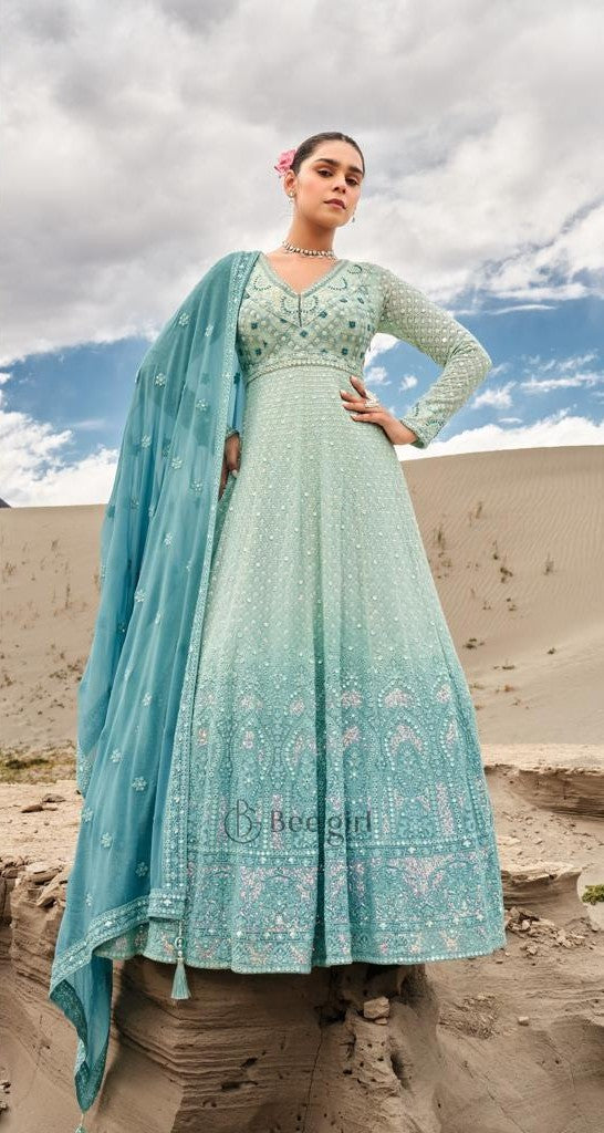Elegant Sky Blue Gown by B Girl