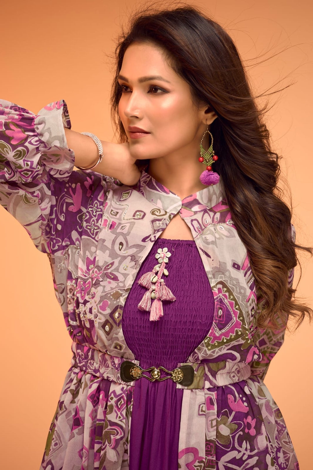 Regal Violet Mosaic Print Gown