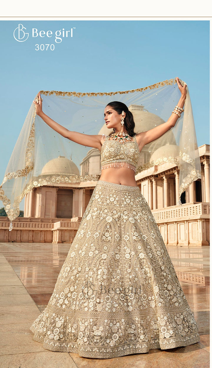Golden Hour Grace – Beige Embroidered Lehenga Set