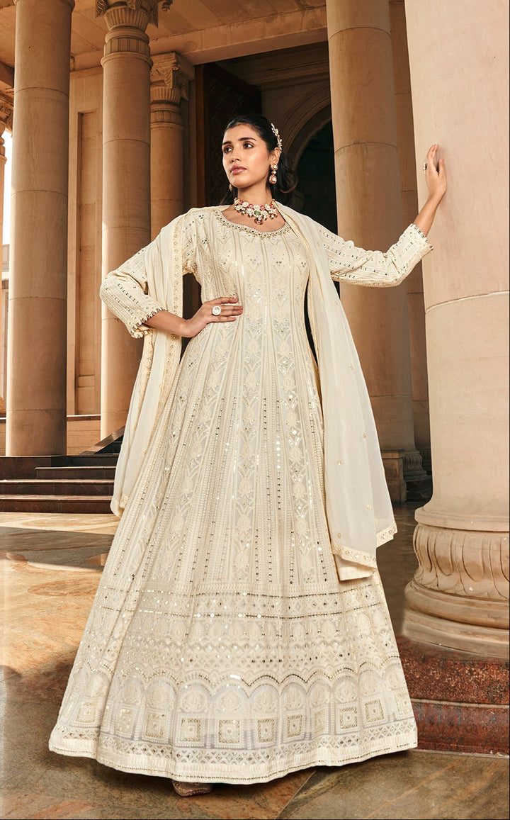 Radiant Mirror-Work Anarkali Gown