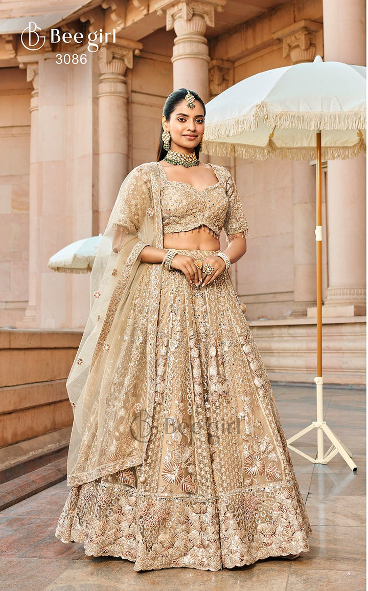Dazzling Golden Lehenga with Delicate Tassel Accents