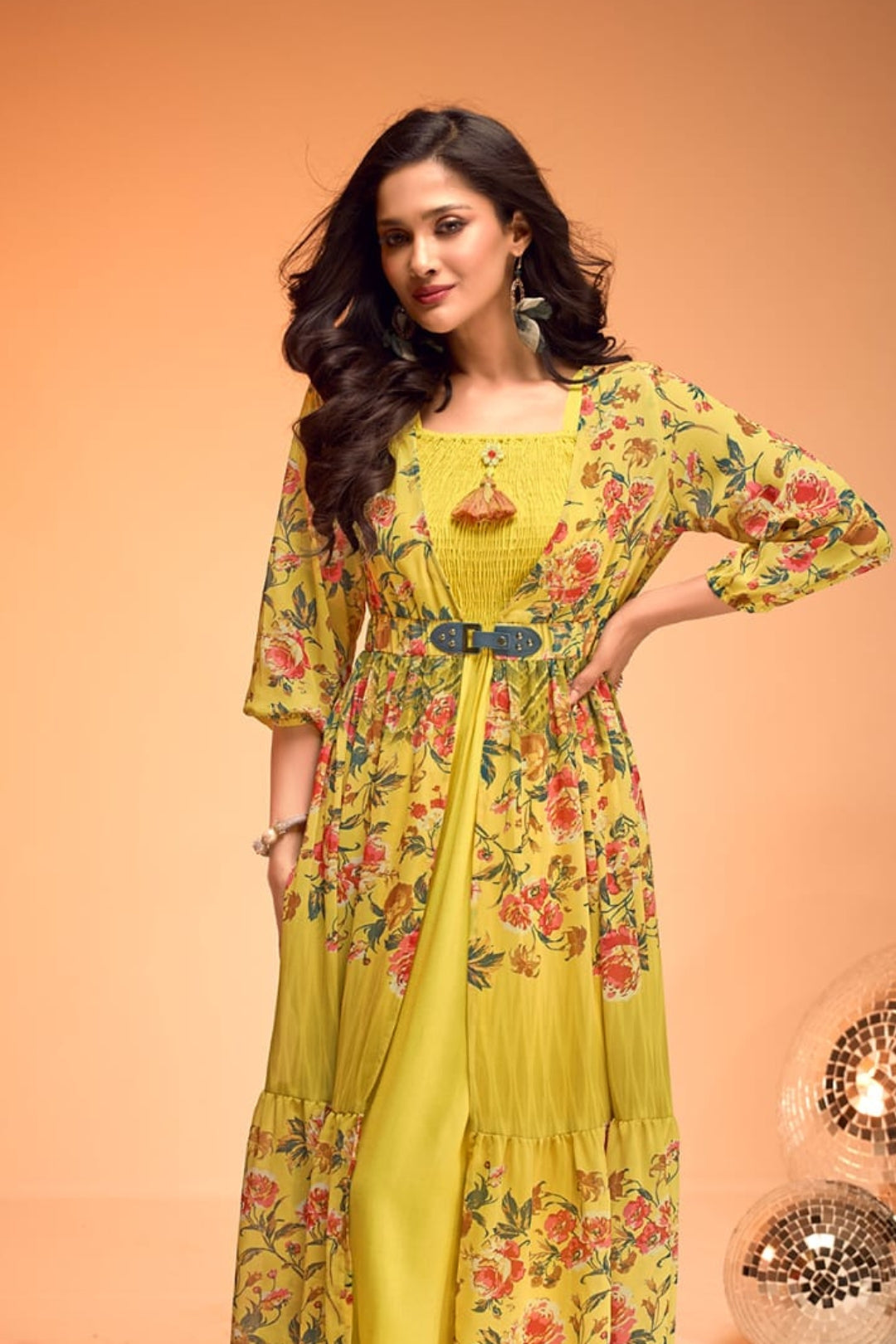 Sunlit Bloom Floral Yellow Gown