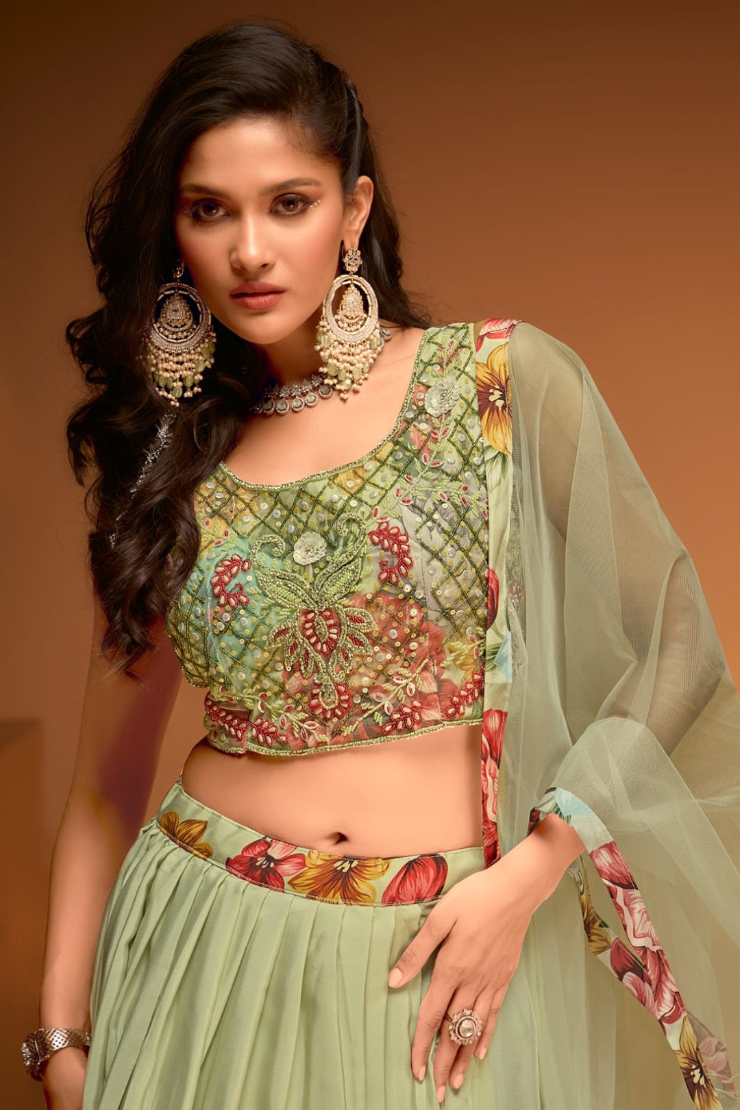 Pastel Elegance Floral Lehenga Set by B Girl
